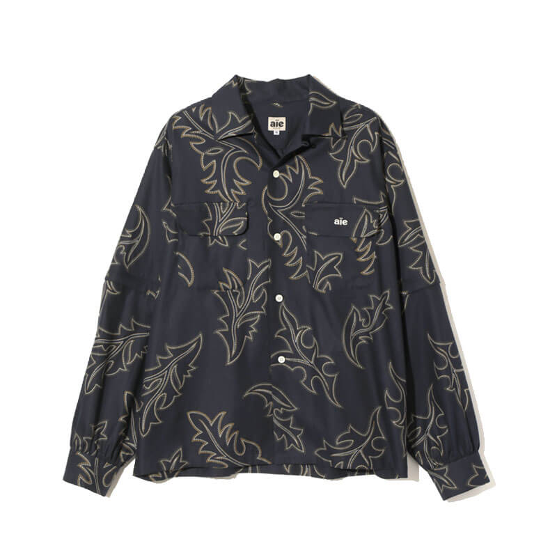 AÏE-ZPC-Shirt-Stitching-Print-Navy-1 AïE ZPC Shirt - Stitching Print Navy