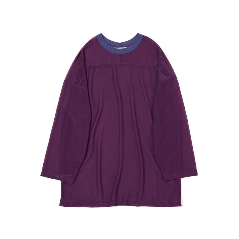 BEAMS-BOY-Sheer-Football-LS-Tee-Purple BEAMS BOY Sheer Football LS Tee