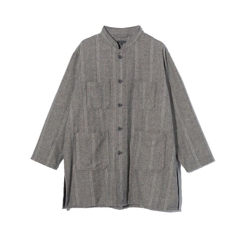 Engineered-Garments-Dayton-Long-Shirt-Dk-Grey-Wool-Striped-HB ENGINEERED GARMENTS Dayton Long Shirt