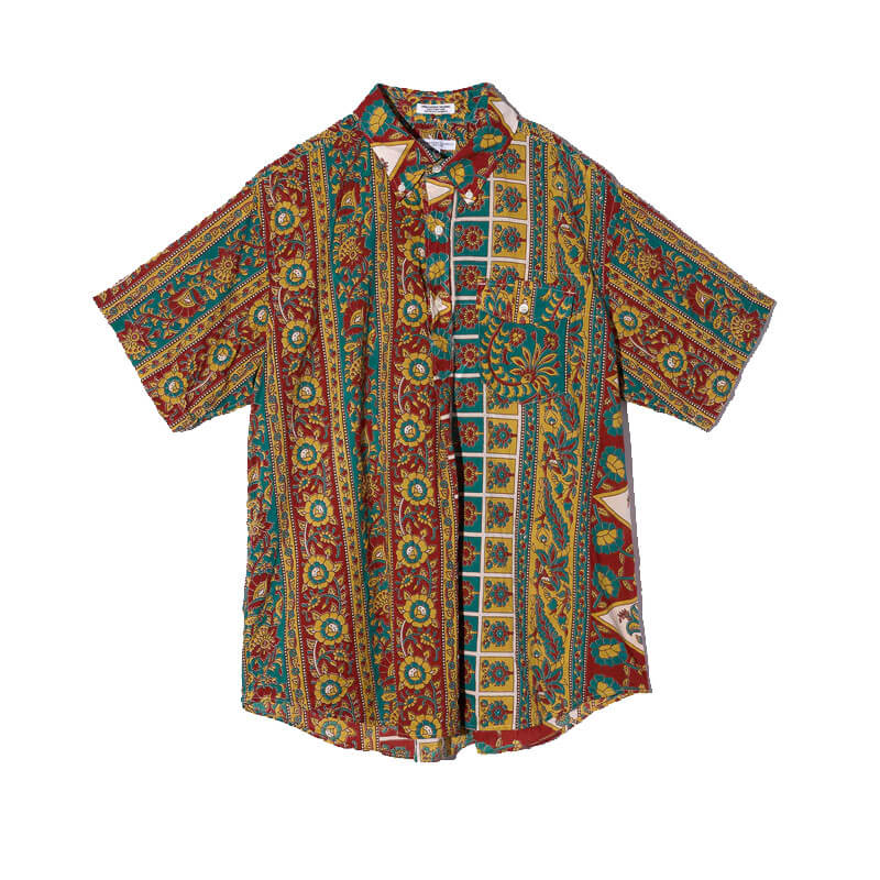 Engineered-Garments-Popover-BD-Shirt-Jade-Khaki-Floral ENGINEERED GARMENTS Popover BD Shirt - Jade