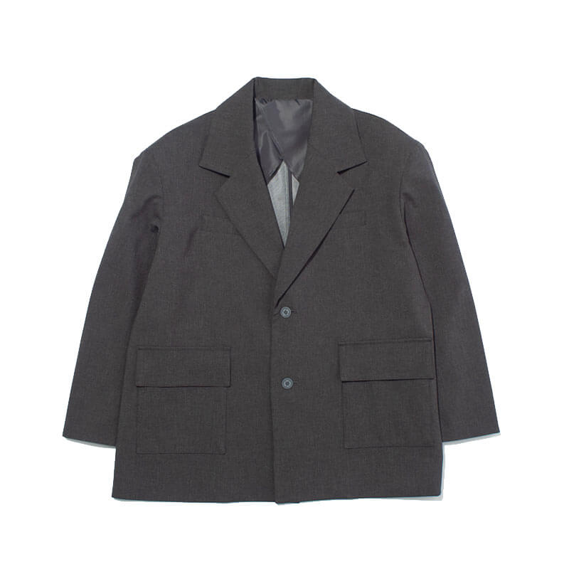 F_Ce-WATERPROOF-POWER-SHOULDER-BLAZER-Gray F/CE. Waterproof Power Shoulder Blazer
