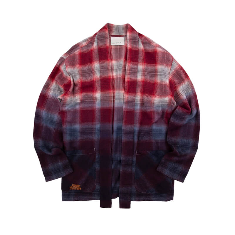 MAGIC CASTLES Wyatt Shawl Collar Shirt - Red Check MAGIC CASTLES Wyatt Shawl Collar Shirt - Red Check