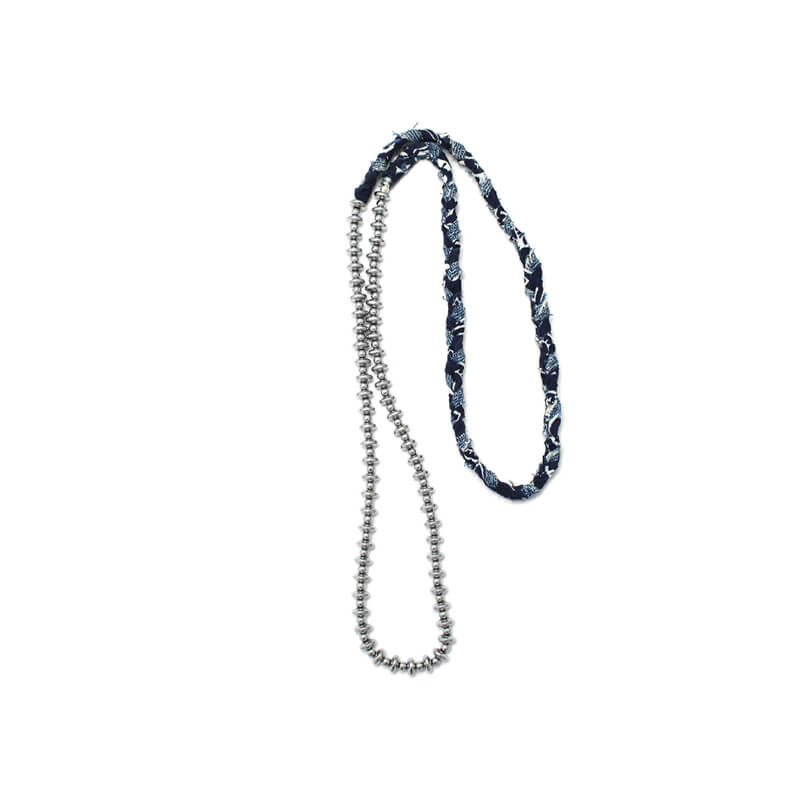 MIKIA Bandana Silver Necklace - Hematite / Vintage Denim MIKIA Bandana Silver Necklace - Hematite / Vintage Denim