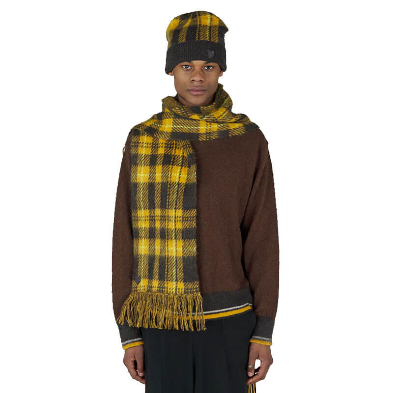 Nicholas-Daley-Lyle-&-Scott-Knitted-Tartan-Scarf-Anniversary-Gold-0 NICHOLAS DALEY Lyle & Scott Knitted Tartan Scarf