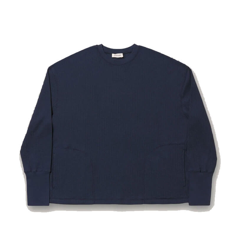 Nicholas-Daley-Waffle Crewneck-Navy (1) NICHOLAS DALEY Waffle Crewneck