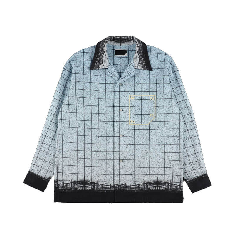 PHINGERIN-Flannel-Open-Collar-Shirt-Sky PHINGERIN Flannel Open Collar Shirt - Sky
