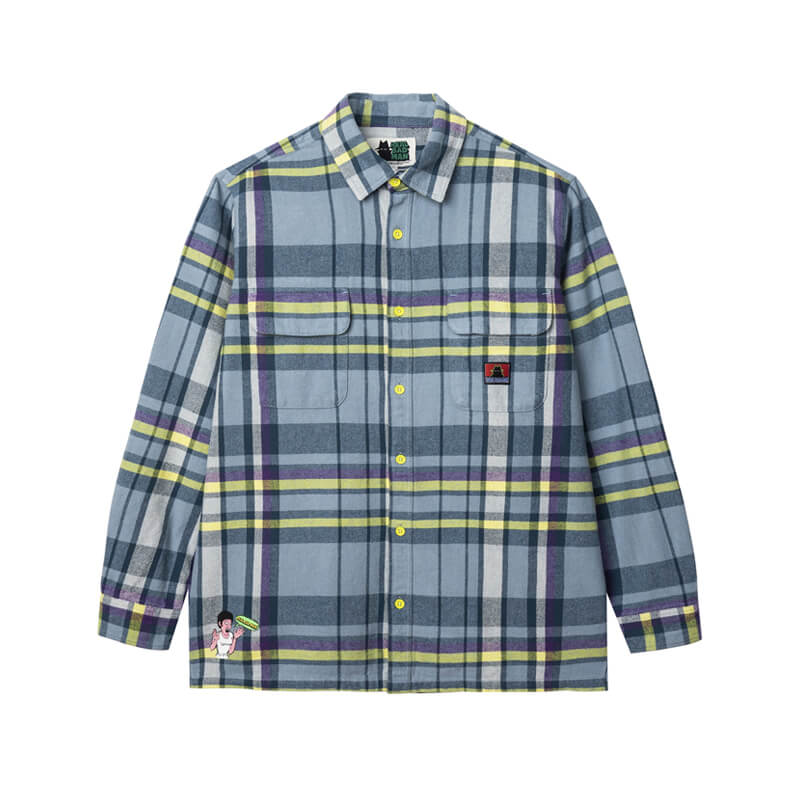 RBM Work Flannel Shirt Blue1 REAL BAD MAN Work Flannel Shirt - Blue