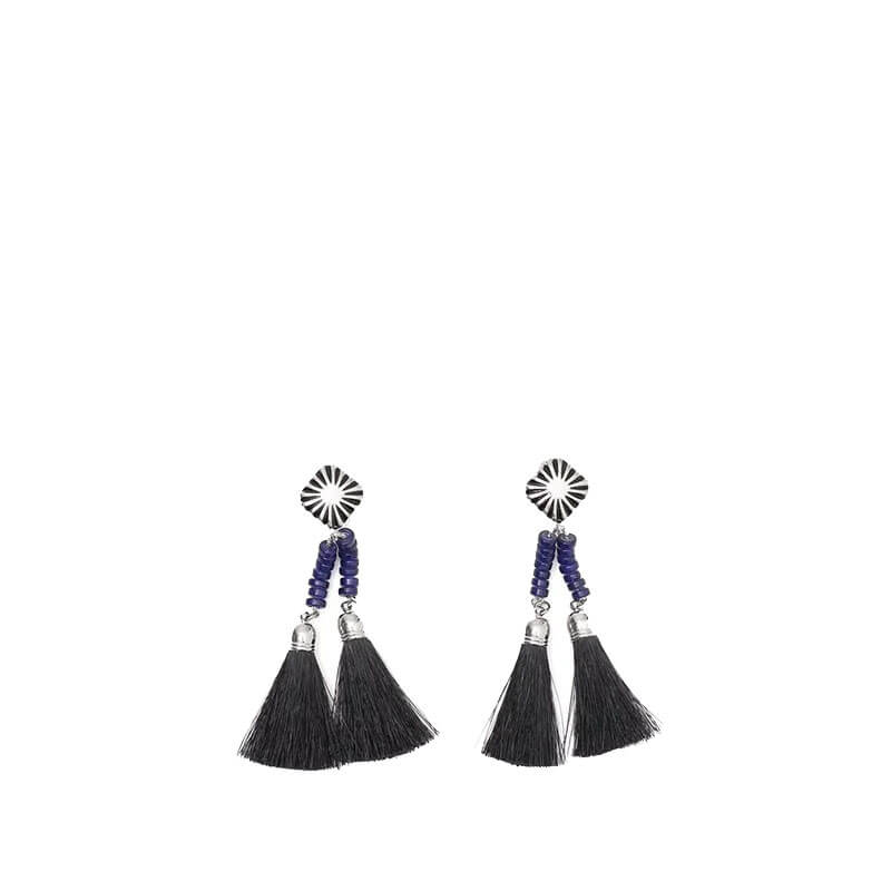 TOGA-Double-Fringe-Earrings-Blue TOGA ARCHIVES Double Fringe Earrings - Blue