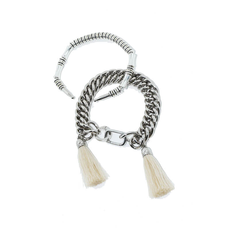 TOGA-Metal-Fringe-Bangle-Set-Silver TOGA-Metal-Fringe-Bangle-Set-Silver