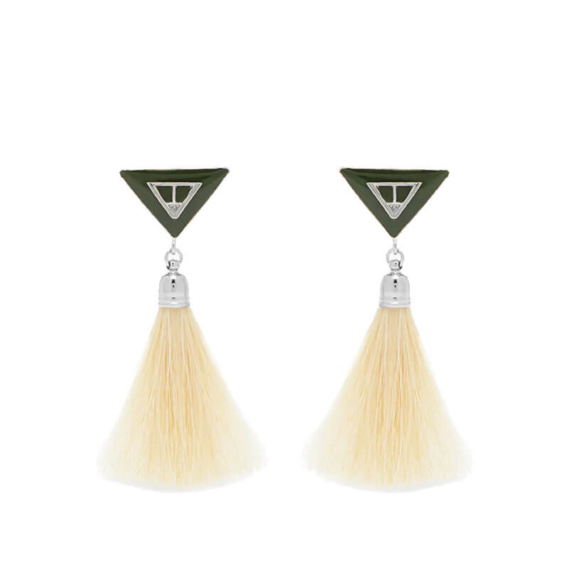 TOGA_Triangle-Fringe-Earrings_Green TOGA_Triangle-Fringe-Earrings_Green