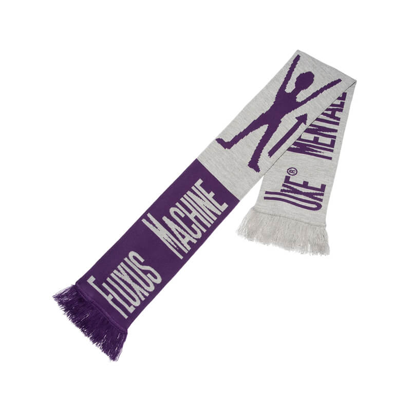 UXE MENTALE Fluxus Machine Knit Scarf Heather Grey Purple 1 UXE MENTALE Fluxus Machine Knit Scarf Heather Grey Purple 1