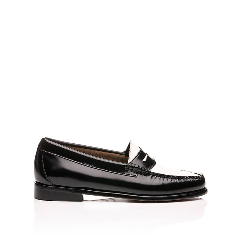 ghbass_weejunpennylthr_blackwhite1 G.H. BASS Weejuns Wmns Penny Loafers - Black & White
