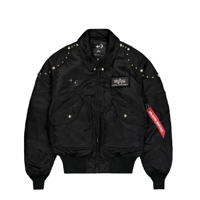 ALPHA-INDUSTRIES-TC-x-AI-CWU-45P-FLIGHT-JACKET-RIVET-VERSION x THUG CLUB CWU-45P Rivet Bomber Jacket - Black