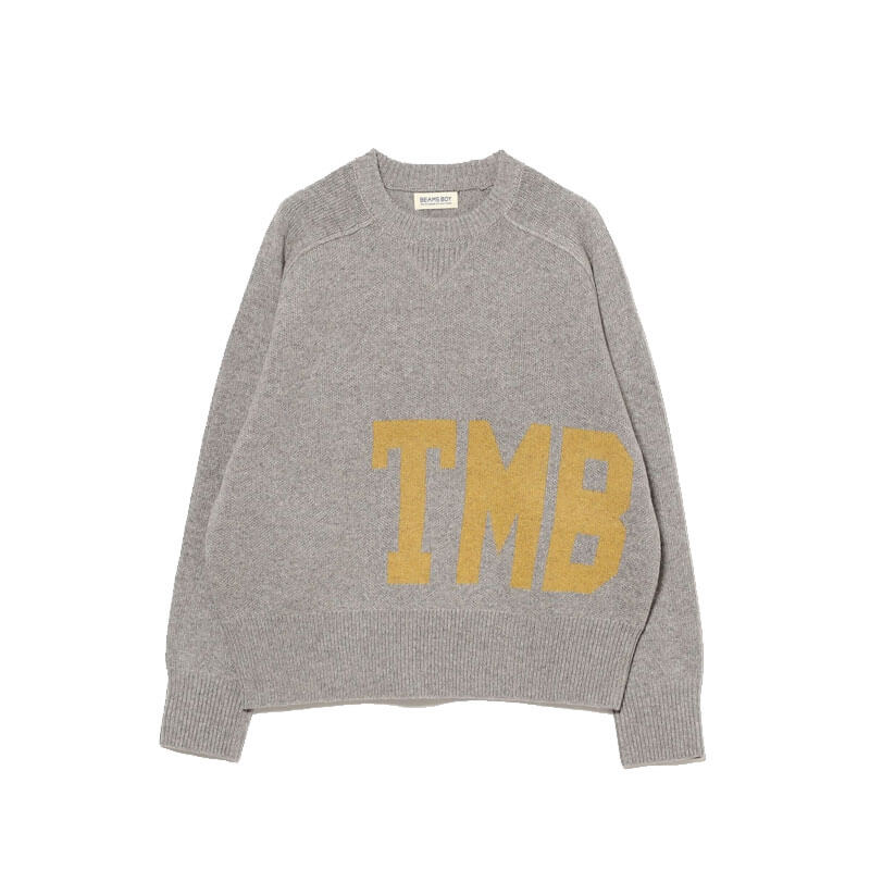 BEAMS BOY-Big Logo Crewneck Sweater - T Gray (1) BEAMS BOY Big Logo Crewneck Sweater