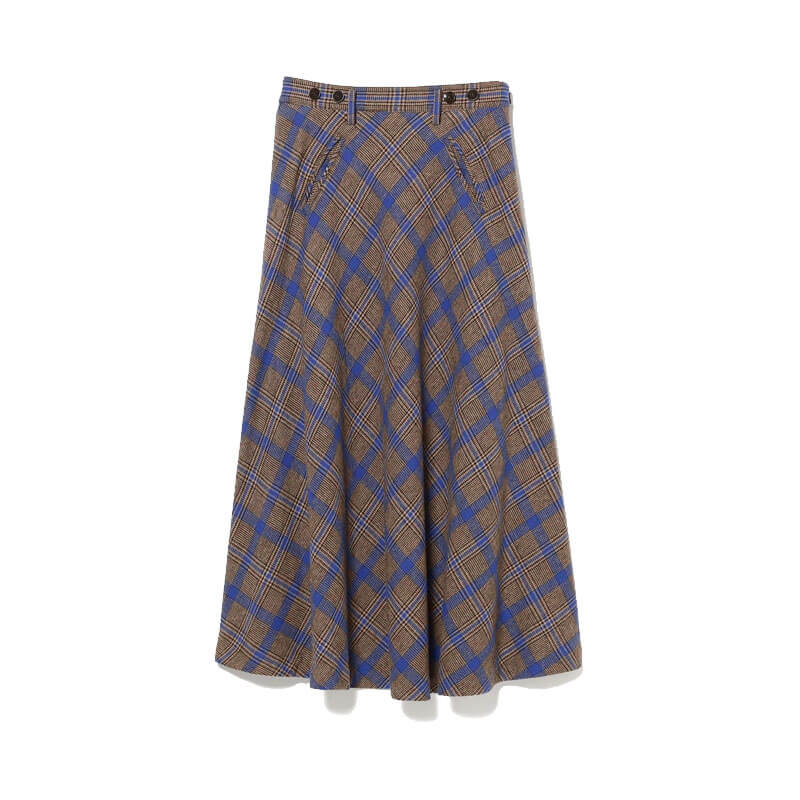 BEAMS-BOY-Check Long A-line Skirt – Brown (1) BEAMS BOY Check Long A-line Skirt