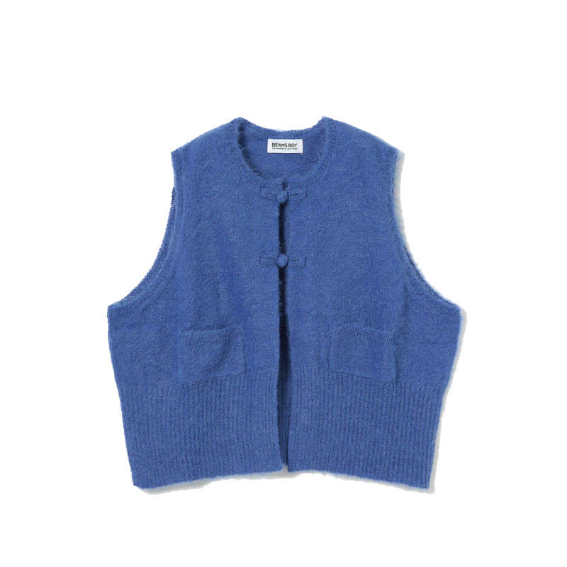 BEAMS-BOY-China-Button-Vest-Blue BEAMS BOY China Button Vest