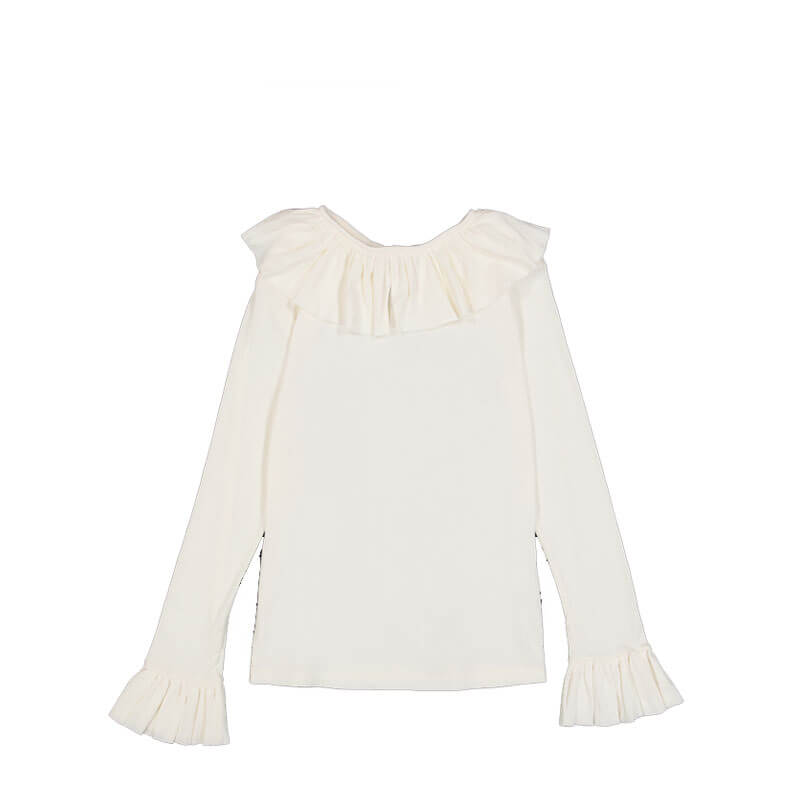 BEAMS-BOY-Rib Ruffle Gathered LS Tshirt – Ivory (1) BEAMS BOY Rib Ruffle Gathered LS Tshirt