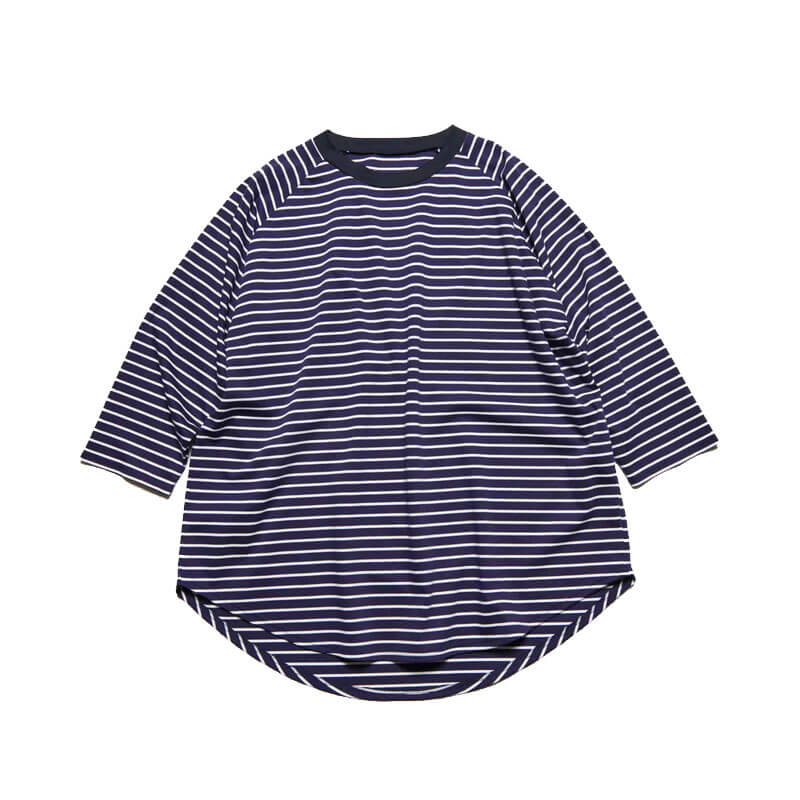 SOPHNET-Supima Cotton Raglan 34 Tee – Navy Border (1) SOPHNET. Supima Cotton Raglan 3/4 Tee