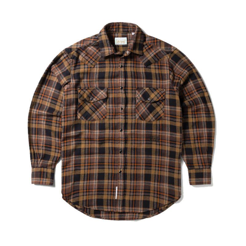 ARIES-ARISE-OD-Plaid-Western-Shirt-Dark-Olive