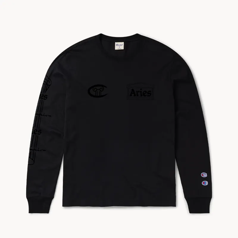 ARIES x CHAMPION Stars LS Tee - Black ARIES x CHAMPION Stars LS Tee - Black