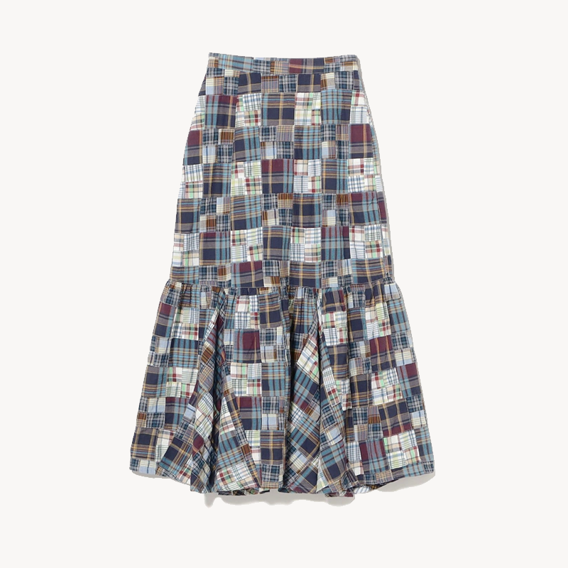 BEAMS BOY BOY Patchwork Skirt – Blue Multi (1) BEAMS BOY BOY Patchwork Skirt – Blue Multi