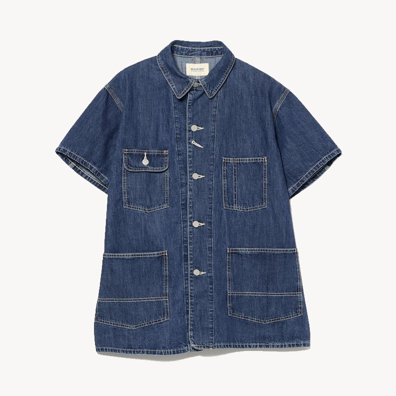 BEAMS BOY Denim Coverall Short Sleeve – Blue (1) BEAMS BOY Denim Coverall Short Sleeve – Blue