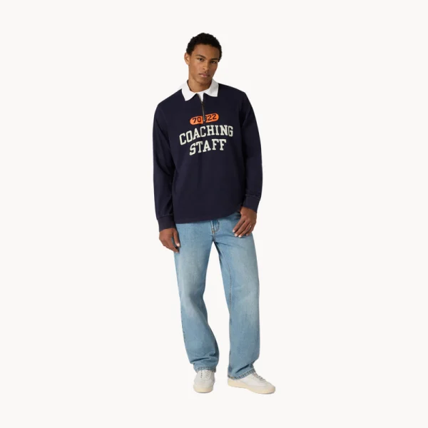 CHAMPION TIME CAPSULE Long Sleeve Polo Shirt - Navy