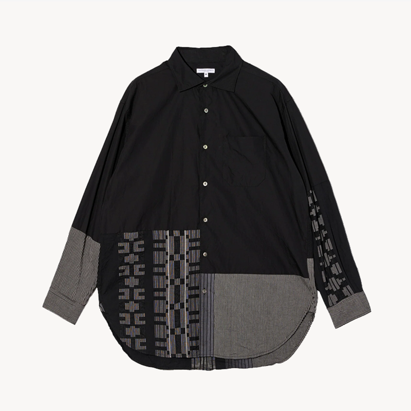 ENGINEERED GARMENTS Combo Spread Collar Shirt – Black Broadcloth (1) ENGINEERED GARMENTS Combo Spread Collar Shirt – Black Broadcloth