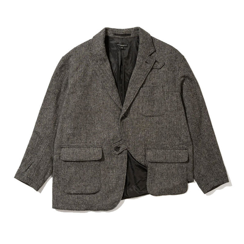 Engineered-Garments-Slanted-Jacket-Grey-Poly-Wool-Herringbone