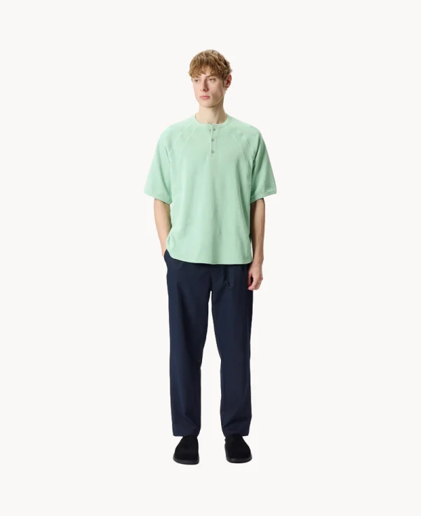 GOLDWIN Mesh WF Actinoid Henley Neck T-shirt White