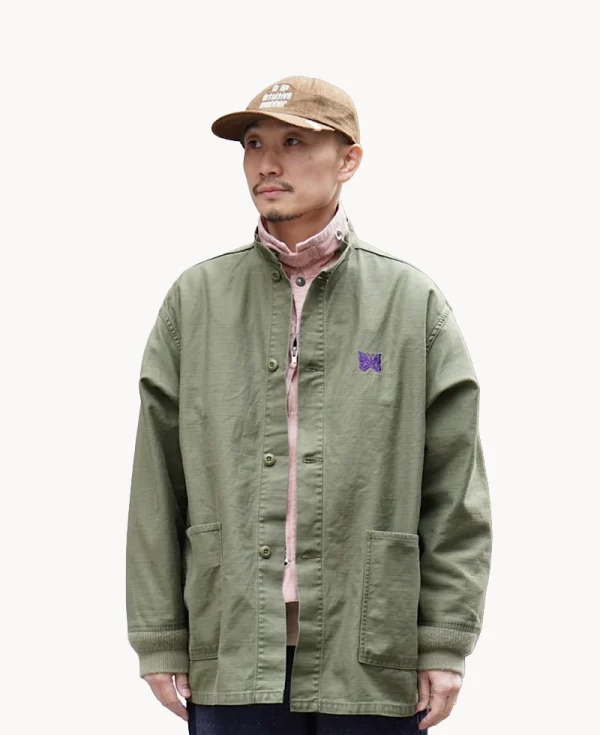 NEEDLES Army Shirt - Reversed Sateen Olive