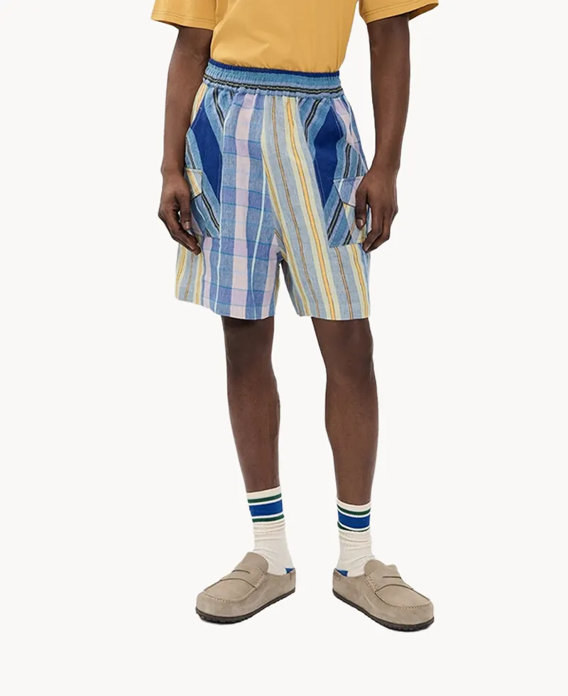 NICHOLAS DALEY Scout Shorts - Blue Mix 1 NICHOLAS DALEY Scout Shorts - Blue Mix