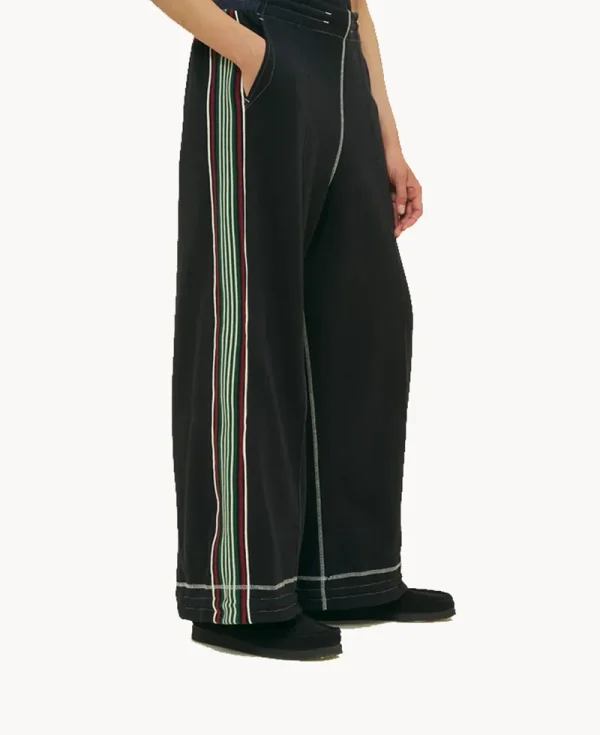 NICHOLAS DALEY Wide Leg Track Pant - Black