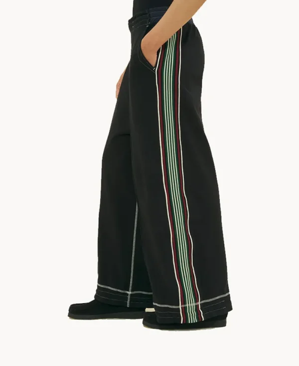 NICHOLAS DALEY Wide Leg Track Pant - Black