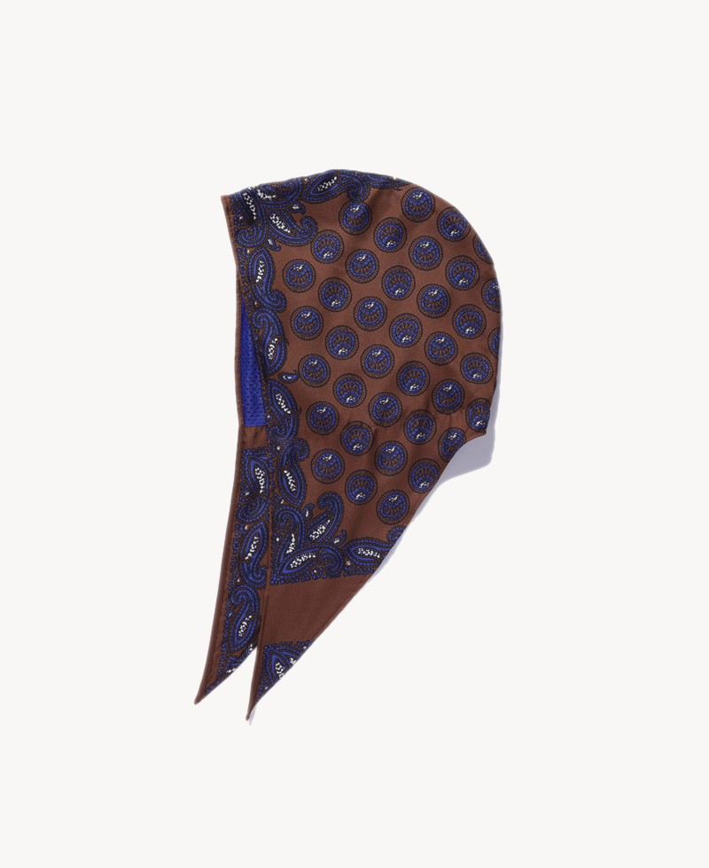 NOMARHYTHM TEXTILE Paisley Silk Hoody Scarf Brown NOMARHYTHM TEXTILE Paisley Silk Hoody Scarf Brown