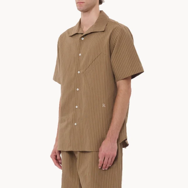 RANRA Sun Stripy Cotton Linen SS Shirt – Roasted Russet Ecru