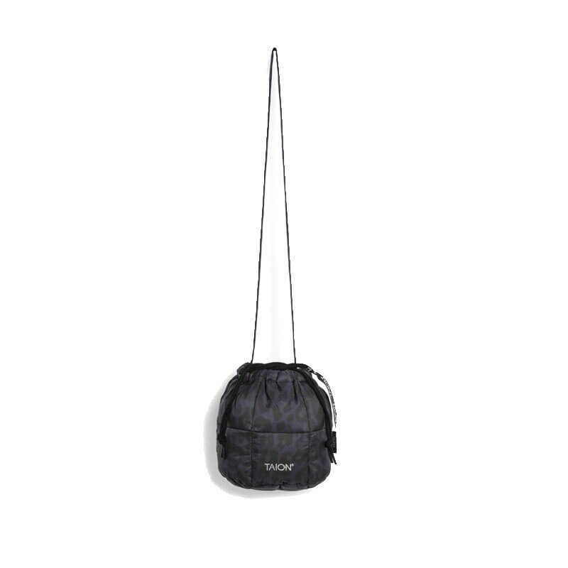 TAION-Drawstring-Down-Bag-S-Dark-Navy-Leopard