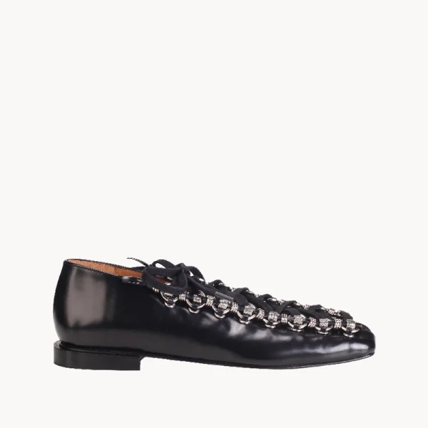 TOGA AJ1452 Laced Ballerina - Black Polido Leather